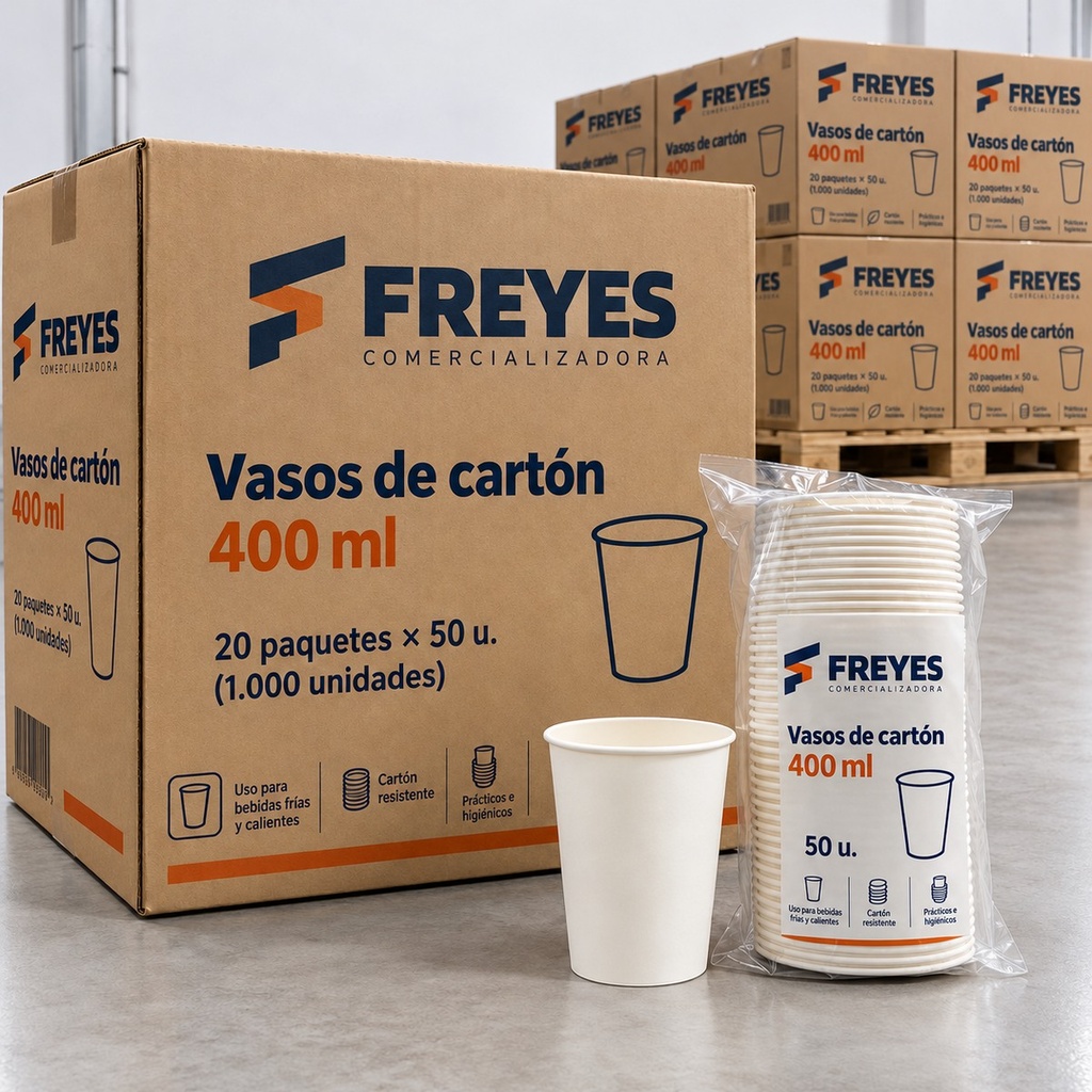 [FY-VASO-400] Vasos de cartón 400 ml, 50 u.