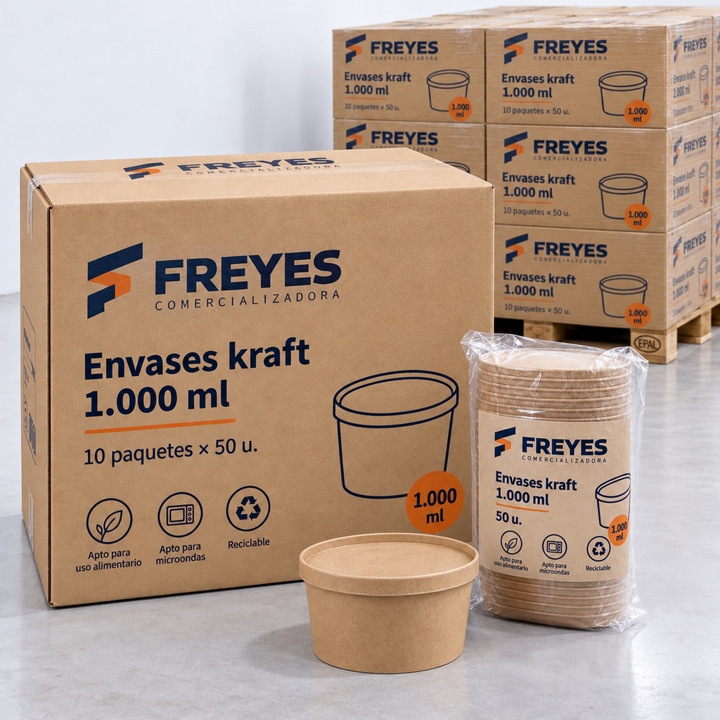 [FY-ENVASE-1000] Envases kraft 1.000 ml, 50 u.