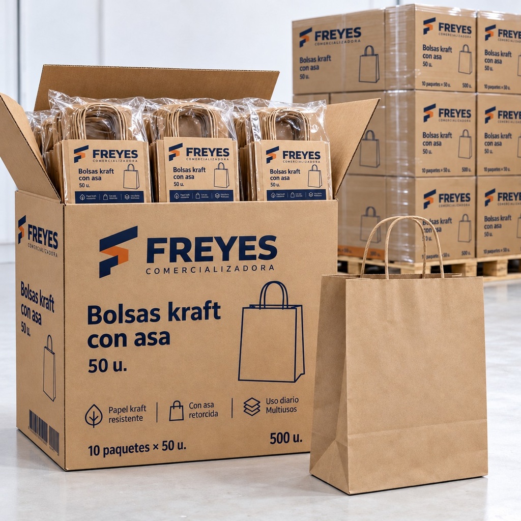 [FY-BOLSA-KRAFT] Bolsas kraft con asa, 50 u.