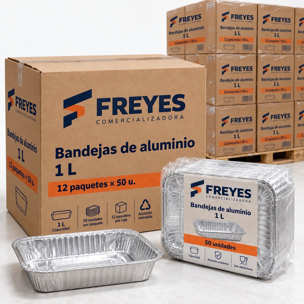 [FY-BANDEJAS] Bandejas de aluminio 1 l, 50 u.
