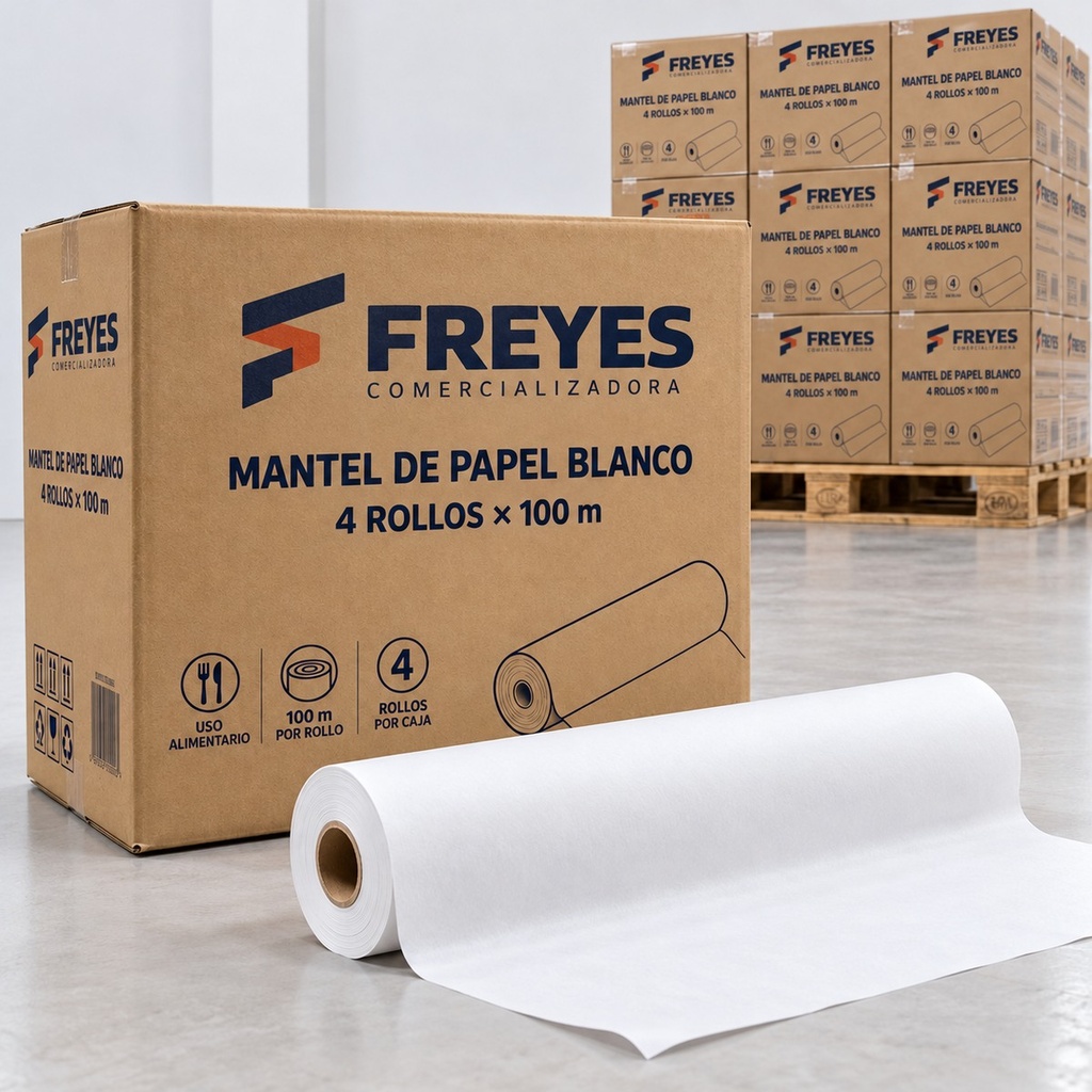 [FY-MANTEL-ROLLO] Mantel de papel blanco 100 m