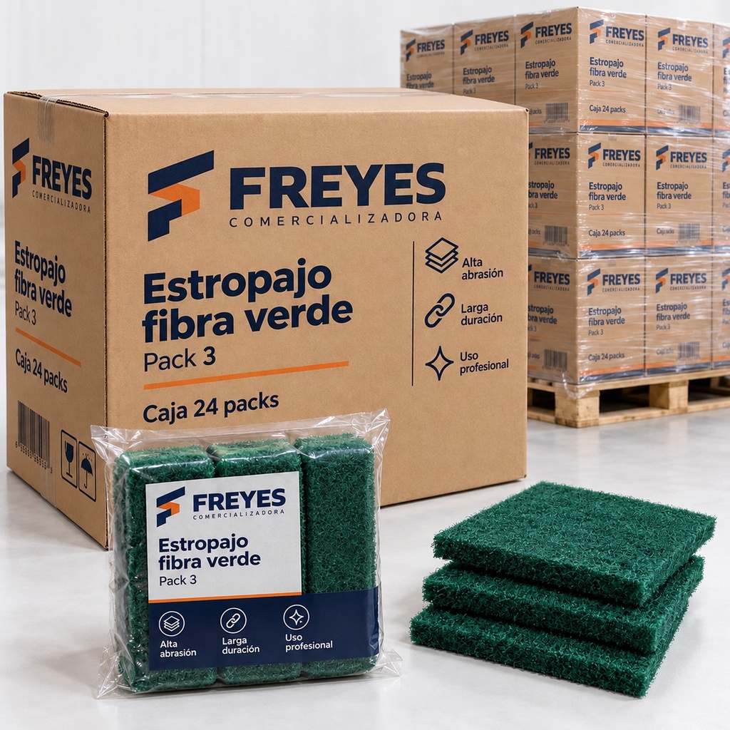 [FY-ESTROPAJOS] Estropajo fibra verde, pack 3