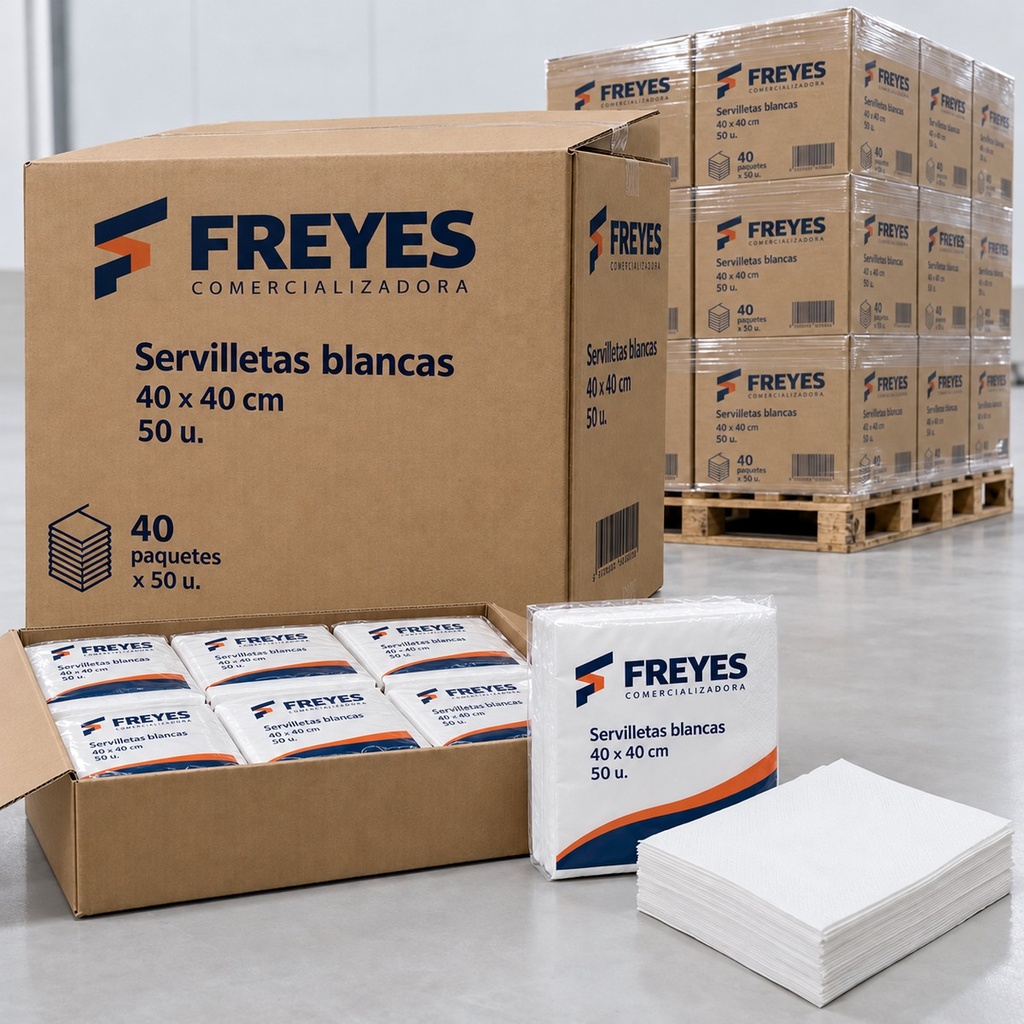 [FY-SERVILLETA-40] Servilletas blancas 40 × 40 cm, 50 u.